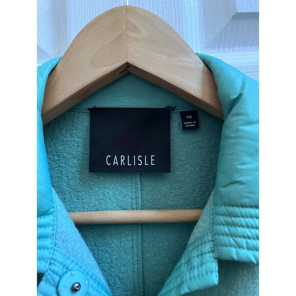 Carlisle Wool Blend Mixed Media Jacket Size 10 Medium Seafoam Color - Picture 10 of 11